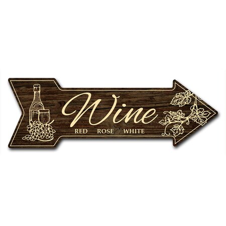 Signmission Wine Arrow Decal Funny Home Decor 24in Wide D-A-8-999545